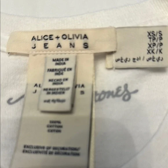 Alice + Olivia White Graphic Tank Top The Rolling Stones brand new with tags - Picture 3 of 15